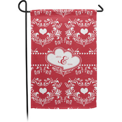 Heart Damask Small Garden Flag - Double Sided w/ Couple's Names