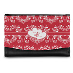 Heart Damask Genuine Leather Women's Wallet - Small (Personalized)