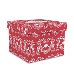 Heart Damask Gift Box with Lid - Canvas Wrapped - Medium (Personalized)