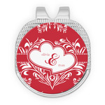 Heart Damask Golf Ball Marker - Hat Clip - Silver