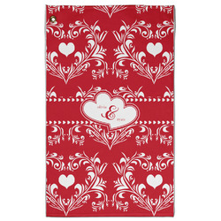 Heart Damask Golf Towel - Poly-Cotton Blend w/ Couple's Names