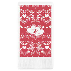Heart Damask Guest Napkins - Full Color - Embossed Edge (Personalized)