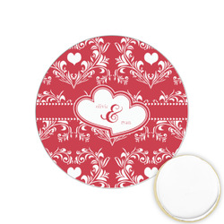 Heart Damask Printed Cookie Topper - 1.25" (Personalized)