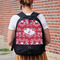 Heart Damask Large Backpack - Black - On Back