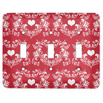 Heart Damask Light Switch Cover (3 Toggle Plate)