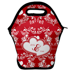 Heart Damask Lunch Bag w/ Couple's Names