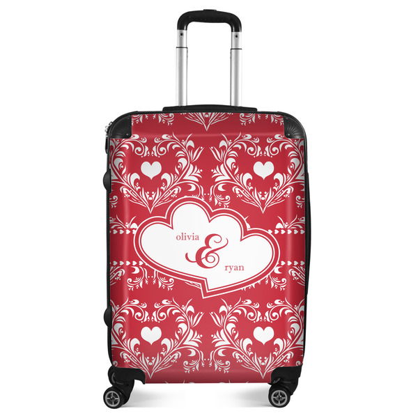 Custom Heart Damask Suitcase - 24" Medium - Checked (Personalized)