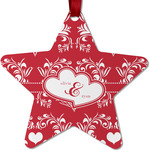 Heart Damask Metal Star Ornament - Double Sided w/ Couple's Names