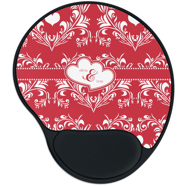 Custom Heart Damask Mouse Pad with Wrist Support