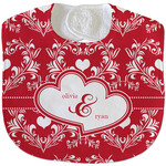 Heart Damask Velour Baby Bib w/ Couple's Names