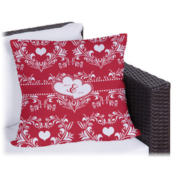 Heart Damask Outdoor Pillow - 20" (Personalized)