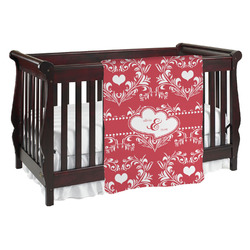 Heart Damask Baby Blanket (Single Sided) (Personalized)