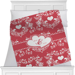 Heart Damask Minky Blanket - Toddler / Throw - 60"x50" - Single Sided (Personalized)
