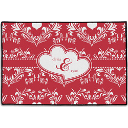 Heart Damask Door Mat - 36"x24" (Personalized)