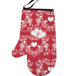 Heart Damask Left Oven Mitt (Personalized)