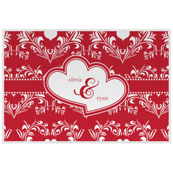 Heart Damask Laminated Placemat w/ Couple's Names