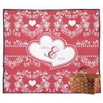 Heart Damask Outdoor Picnic Blanket (Personalized)