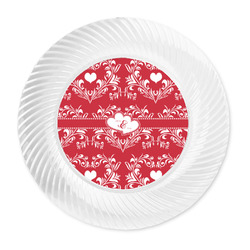 Heart Damask Plastic Party Dinner Plates - 10" (Personalized)