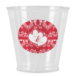 Heart Damask Plastic Shot Glass (Personalized)