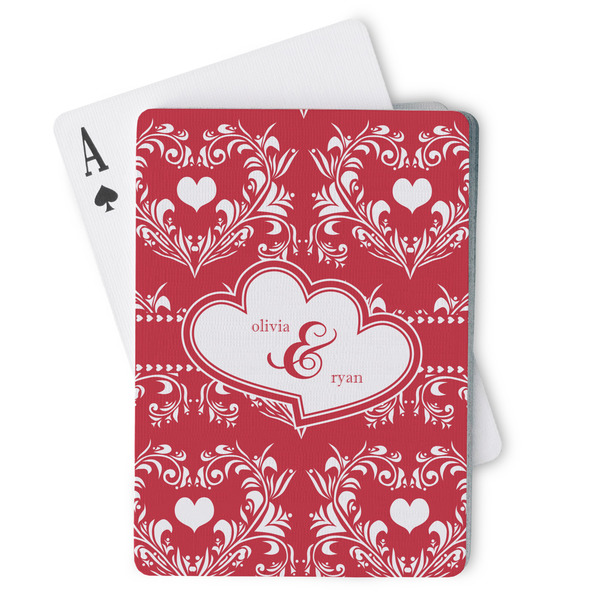 Custom Heart Damask Playing Cards (Personalized)