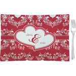 Heart Damask Rectangular Glass Appetizer / Dessert Plate - Single or Set (Personalized)