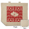 Heart Damask Reusable Cotton Grocery Bag - Front & Back View