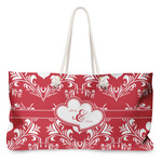 Heart Damask Large Tote Bag with Rope Handles (Personalized)