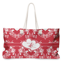 Heart Damask Large Tote Bag with Rope Handles (Personalized)