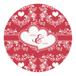 Heart Damask Round Decal - Small (Personalized)