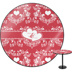 Heart Damask Round Table - 24" (Personalized)
