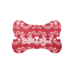 Heart Damask Bone Shaped Dog Food Mat (Small) (Personalized)