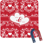 Heart Damask Square Fridge Magnet (Personalized)