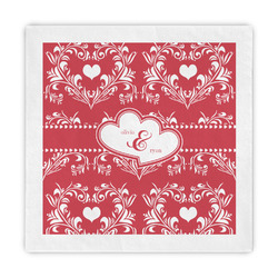 Heart Damask Decorative Paper Napkins (Personalized)