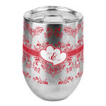 Heart Damask Stemless Wine Tumbler - Full Print (Personalized)