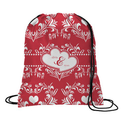 Heart Damask Drawstring Backpack - Medium (Personalized)