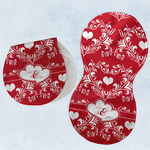 Heart Damask Burp Pads - Velour - Set of 2 w/ Couple's Names