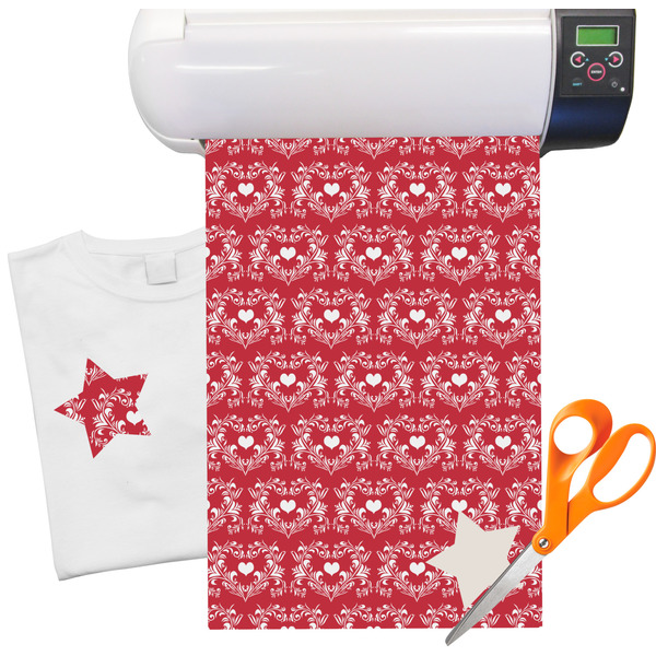 Custom Heart Damask Heat Transfer Vinyl Sheet (12"x18")