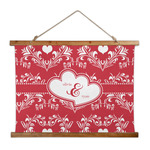 Heart Damask Wall Hanging Tapestry - Wide (Personalized)