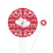 Heart Damask White Plastic 7" Stir Stick - Round - Closeup