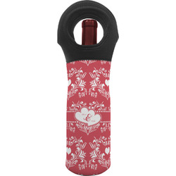 Heart Damask Wine Tote Bag (Personalized)