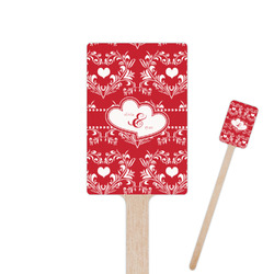 Heart Damask 6.25" Rectangle Wooden Stir Sticks - Double Sided (Personalized)