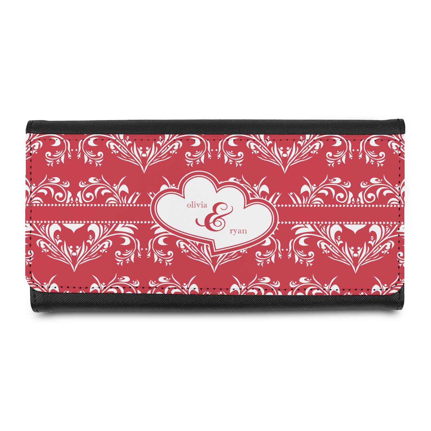 Monogrammed Damask Leatherette Ladies Wallet (Personalized)