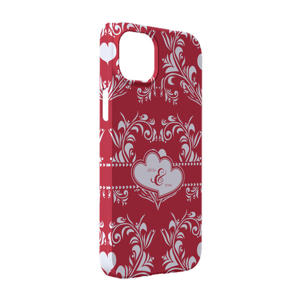 Custom Heart Damask iPhone Case - Plastic - iPhone 14 (Personalized)