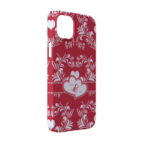 Custom Heart Damask iPhone Case - Plastic - iPhone 14 Pro (Personalized)