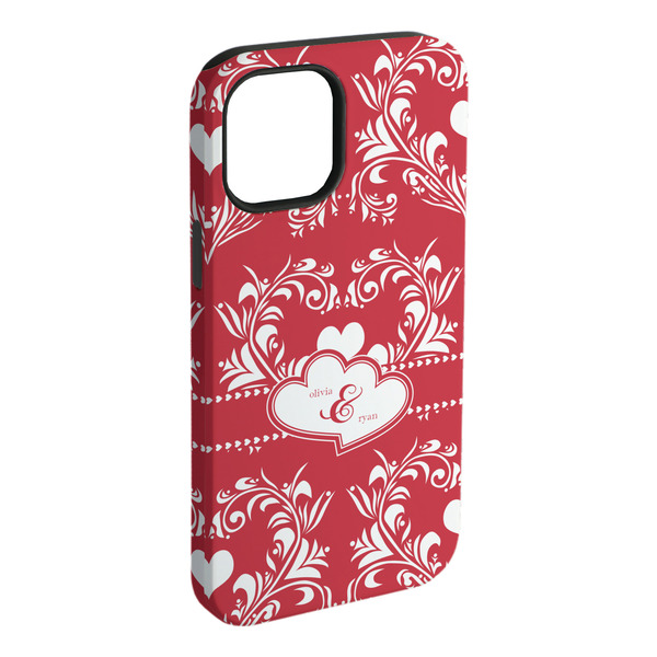 Custom Heart Damask iPhone Case - Rubber Lined (Personalized)