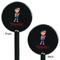 London Black Plastic 5.5" Stir Stick - Double Sided - Round - Front & Back