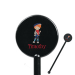 London 5.5" Round Plastic Stir Sticks - Black - Single Sided (Personalized)