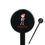 London 7" Round Plastic Stir Sticks - Black - Single Sided (Personalized)