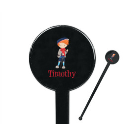 London 7" Round Plastic Stir Sticks - Black - Single Sided (Personalized)