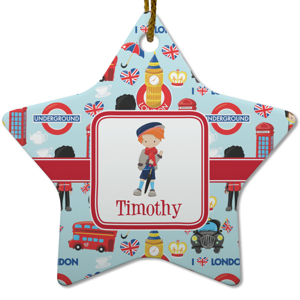 Custom London Star Ceramic Ornament w/ Name or Text